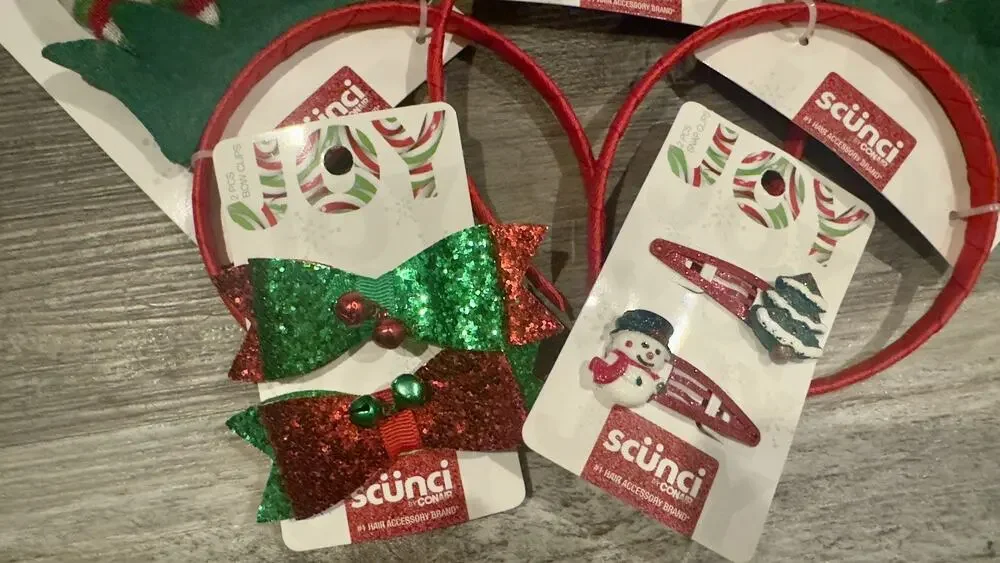 Scunci Christmas Hair Accessories Lot – Elf Hats, Clips, Hair Accessories